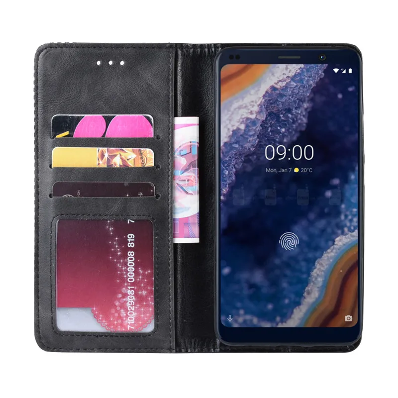 Для Nokia 9 PureView случае магнитные застежки для бумажника из искусственной кожи
