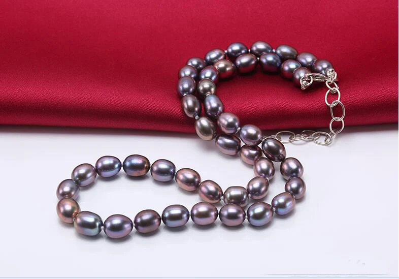 35-43cm 14-17'' Women Jewelry AAA natural pearl 7x8mm black blue brown oval freshwater pearl necklace gift
35-43cm 14-17'' Women Jewelry AAA natural pearl 7x8mm black blue brown oval freshwater pearl necklace gift
