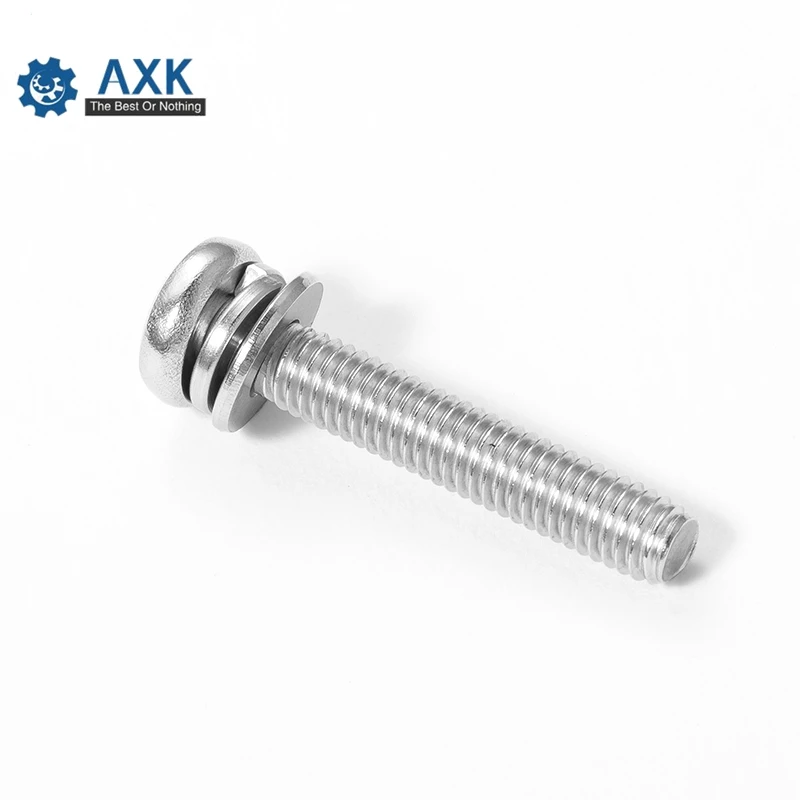 Metric thread M2 M2.5 M3 M4 304 stainless steel Phillips Pan Head Three Combination Screw Three sem screws with washer GB9074.4 
Metric thread M2 M2.5 M3 M4 304 stainless steel Phillips Pan Head Three Combination Screw Three sem screws with washer GB9074.4