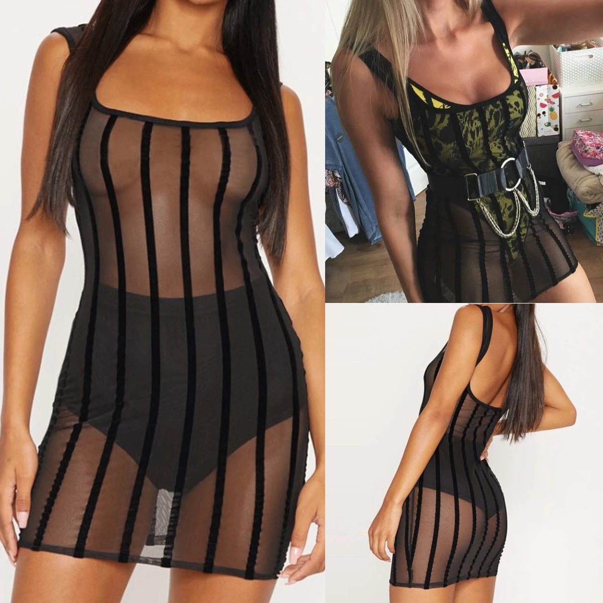 Womens Beachwear Swimwear Mesh Bikini Cover Up Dress Sleeveless Striped See Through Summer Sleeveless Top Beach Dress Cover Up
Womens Beachwear Swimwear Mesh Bikini Cover Up Dress Sleeveless Striped See Through Summer Sleeveless Top Beach Dress Cover Up