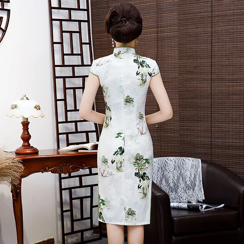 2019 Summer Knee Length Cheongsam Fashion Chinese style Dress Womens Rayon Qipao Slim Party Dresses Lady Button Vestido S-3XL
2019 Summer Knee Length Cheongsam Fashion Chinese style Dress Womens Rayon Qipao Slim Party Dresses Lady Button Vestido S-3XL