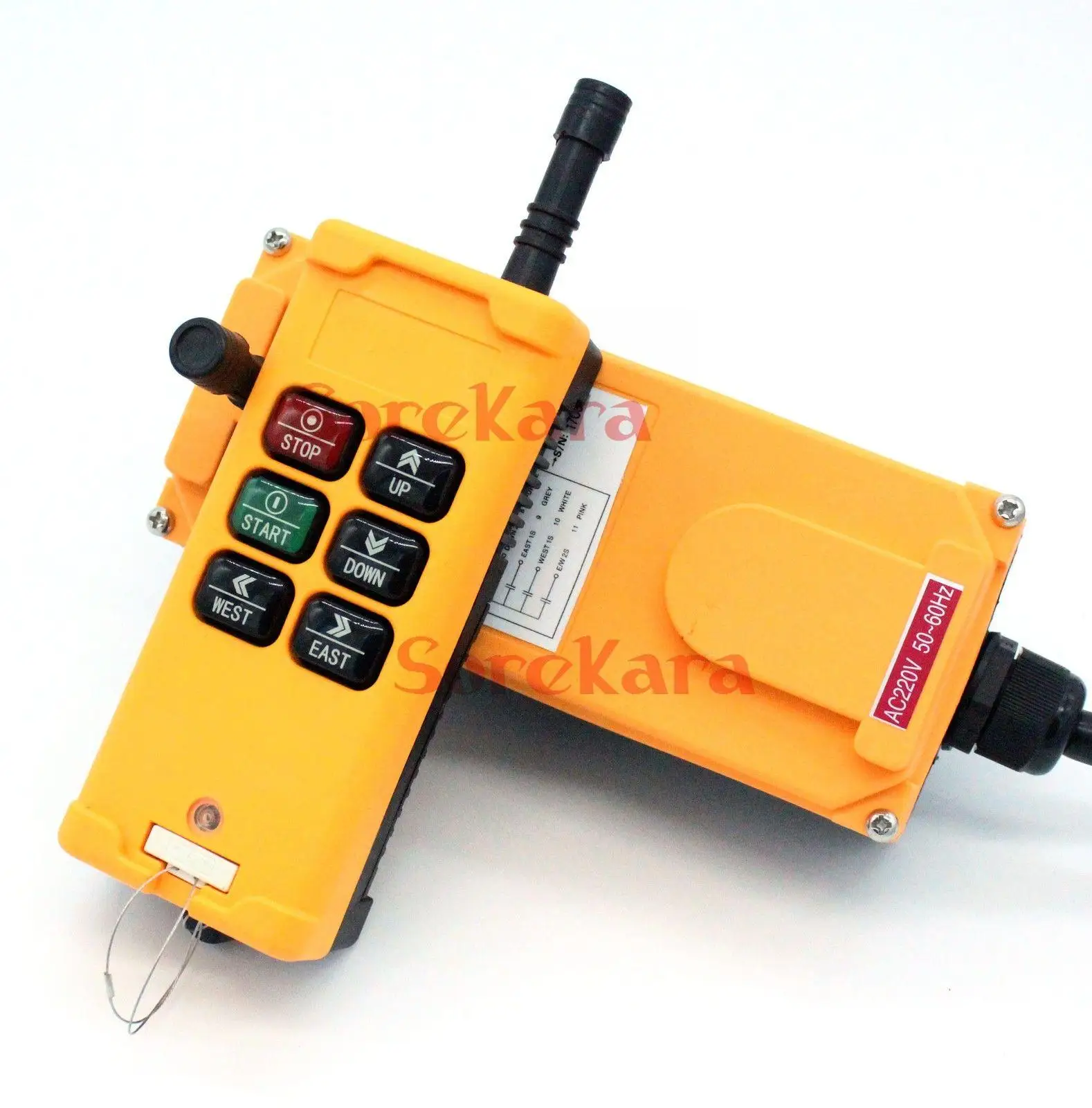 

12V-415V 6 Channels 2 Speed 1 Transmitter Hoist Crane Radio Remote Controller System CE IP65 Fuse 5A