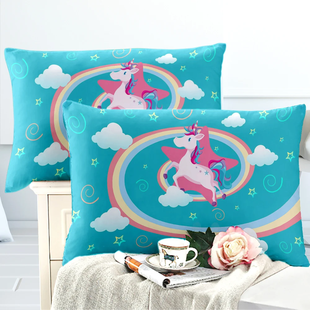 Kids Bedding Set Unicorn Duvet Cover Set Cartoon Rainbow Printed Bedding Cover for Girls Princess Bedclothes Blue Quilt Cover 
Kids Bedding Set Unicorn Duvet Cover Set Cartoon Rainbow Printed Bedding Cover for Girls Princess Bedclothes Blue Quilt Cover