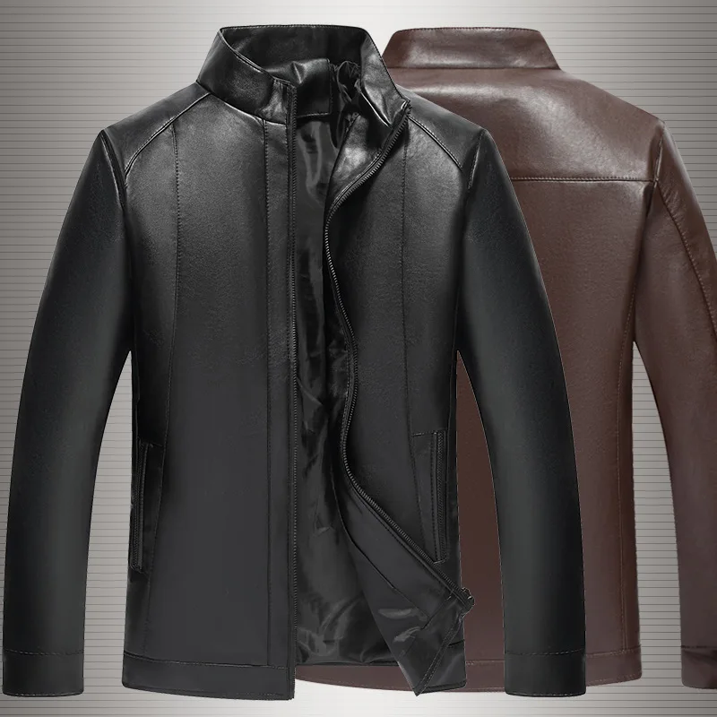 Spring Autumn Fashion Mens Faux Leather Loose Jacket Daddy Coat Warm Casual Stand Collar Jackets Black Brown Big Size K1
Spring Autumn Fashion Mens Faux Leather Loose Jacket Daddy Coat Warm Casual Stand Collar Jackets Black Brown Big Size K1
