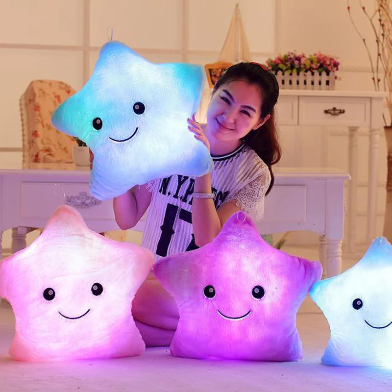 Hot Creative Light Up LED Star Luminous Pillow Children Stuffed Animals Plush Toy Colorful Glowing Christmas Gift for Kids | Игрушки и