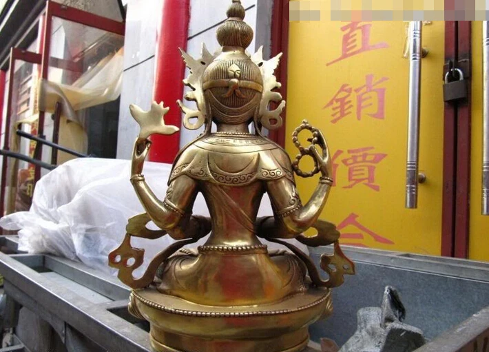 Collectible bronze S2672 12 Tibet Refined Brass Four-arm hands Avalokitesvara kwan-Yin Buddha Statue
Collectible bronze S2672 12 Tibet Refined Brass Four-arm hands Avalokitesvara kwan-Yin Buddha Statue