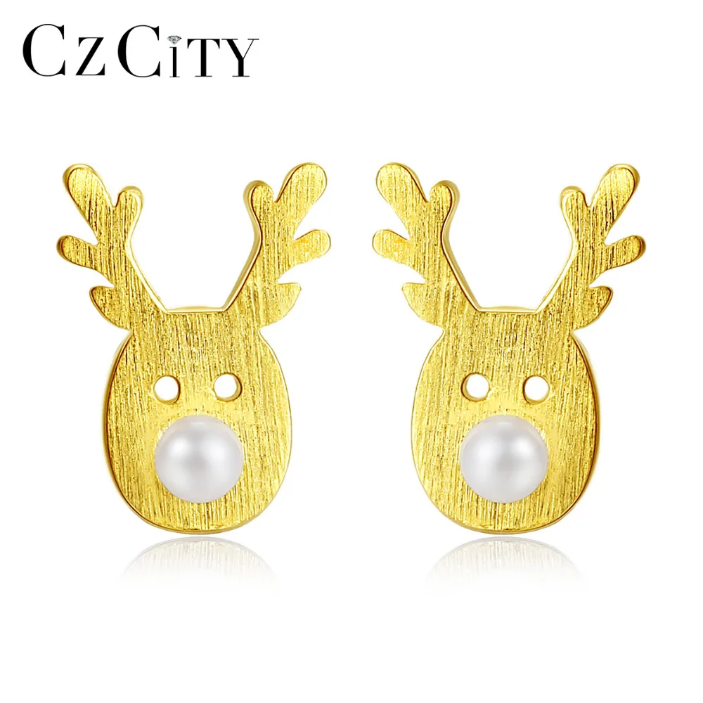 CZCITY Fashion Sterling Silver 925 Stud Earrings for Women Deer Shaped Earrings with Small Pearl Fine Jewelry Girlfriend Gifts
CZCITY Fashion Sterling Silver 925 Stud Earrings for Women Deer Shaped Earrings with Small Pearl Fine Jewelry Girlfriend Gifts