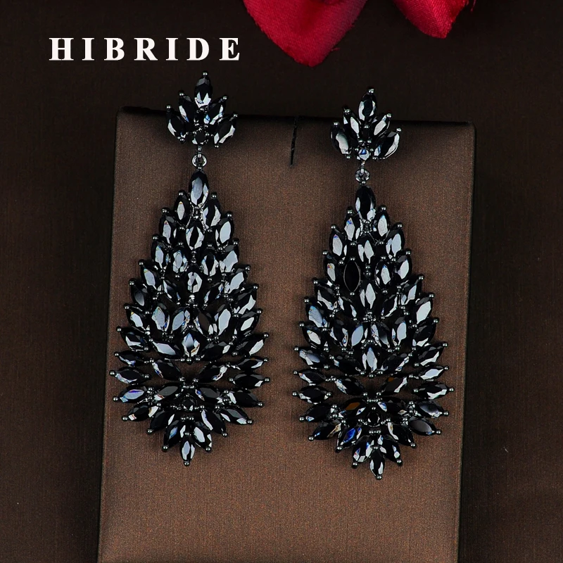 HIBRIDE Luxury Fashion Design Marquise Cut Black Cubic Zirconia Drop Earring Brincos Jewelry Party Gifts Wholesale Price E-812
HIBRIDE Luxury Fashion Design Marquise Cut Black Cubic Zirconia Drop Earring Brincos Jewelry Party Gifts Wholesale Price E-812