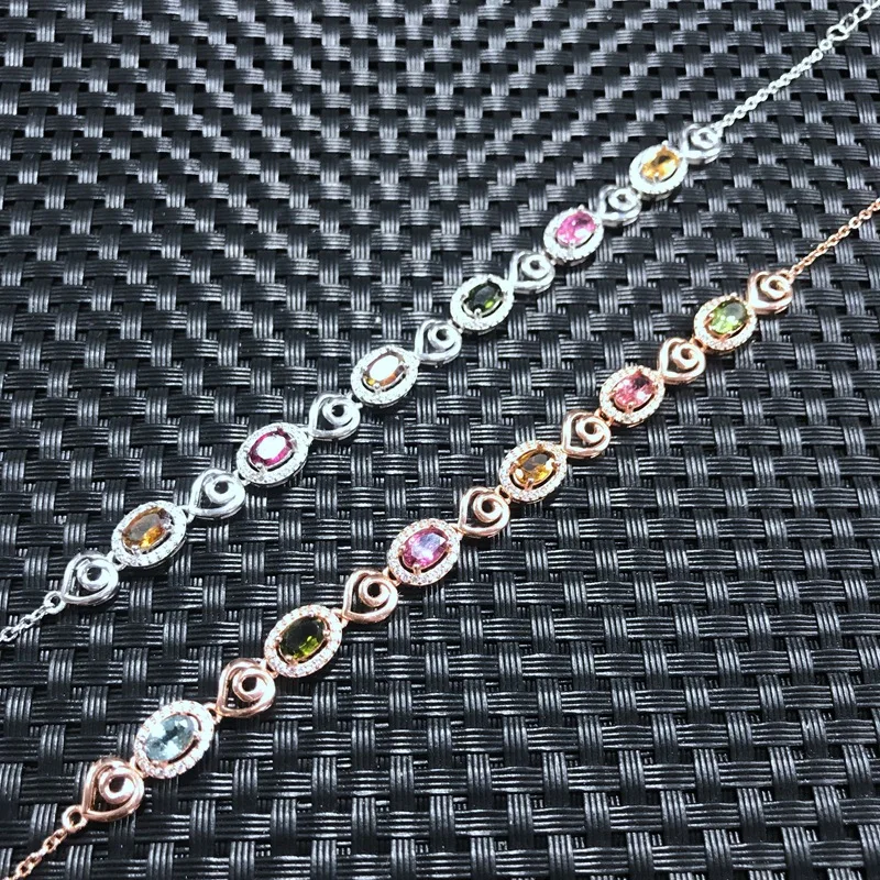 SHIQING Nature tourmaline bracelet, multicolor stone fine bracelet, 925 sterling silver charming heart bracelet for women
SHIQING Nature tourmaline bracelet, multicolor stone fine bracelet, 925 sterling silver charming heart bracelet for women