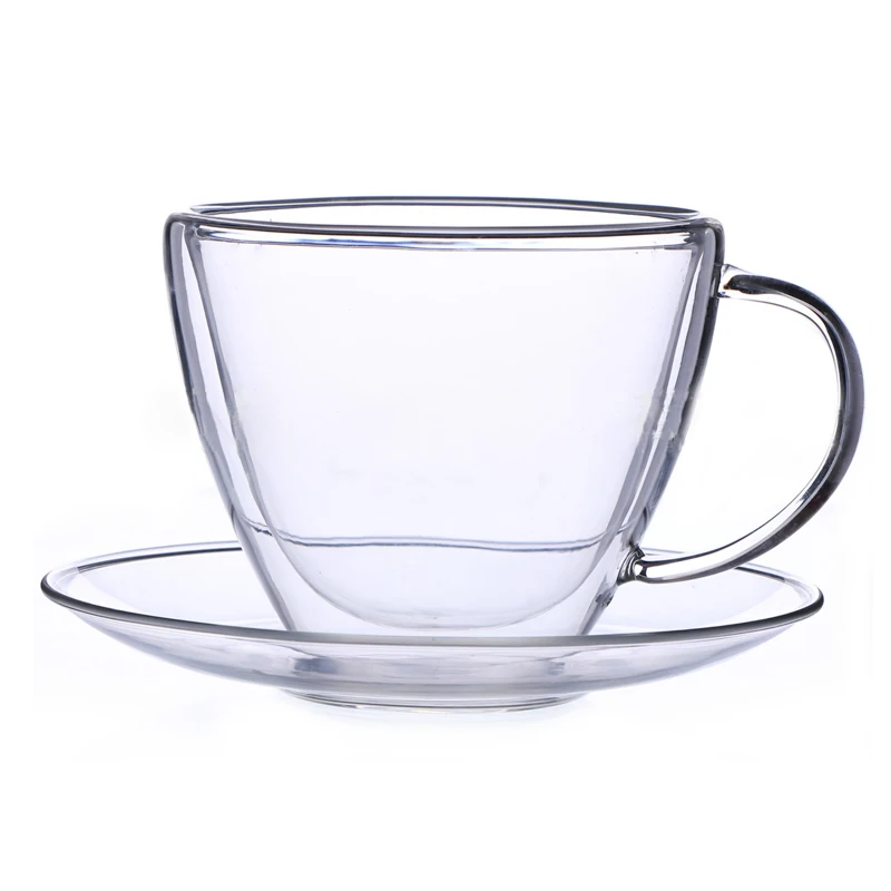 Heat-resistant double coffee cup and saucer set Simple transparent with handle Plate Coffee cup Handmade Office cafe
Heat-resistant double coffee cup and saucer set Simple transparent with handle Plate Coffee cup Handmade Office cafe