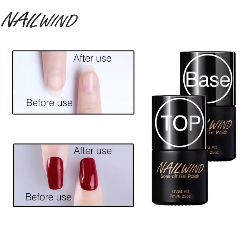 NAILWIND 7 мл длинный прочный верх и Базовое покрытие УФ гель для ногтей праймер