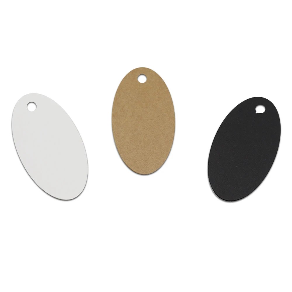 

Wholesale 3.3*6.5cm Ellipse Kraft Paper Tag Blank DIY Cardboard Swing Tag For Wedding Party Supply Hang Tag Clothing Price Tags