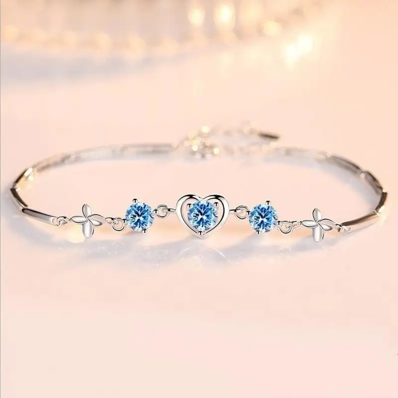 Fashion Crystal Clover Heart Bracelets Girls Jewelry Charm Lady 925 Sterling Silver Bracelet For Women Engagement Accessories
Fashion Crystal Clover Heart Bracelets Girls Jewelry Charm Lady 925 Sterling Silver Bracelet For Women Engagement Accessories