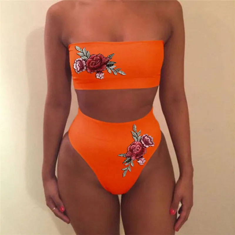 Women's 2 Piece Push Up Bikini Set Padded Swimsuit High Waist Bathing Suit Embroidery Flower Swimwear Beachwear Maillot De Bain
Women's 2 Piece Push Up Bikini Set Padded Swimsuit High Waist Bathing Suit Embroidery Flower Swimwear Beachwear Maillot De Bain