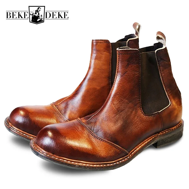 Retro Mens Chelsea Boots Genuine Leather Round Toe Winter Ankle Shoes 2022 New Fashion Vintage Boots Male Bota Masculina
Retro Mens Chelsea Boots Genuine Leather Round Toe Winter Ankle Shoes 2022 New Fashion Vintage Boots Male Bota Masculina