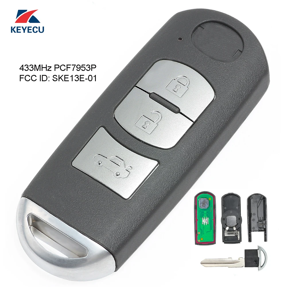 Фото Запасной дистанционный ключ KEYECU брелок с 3 кнопками 433 МГц PCF7953 - купить
