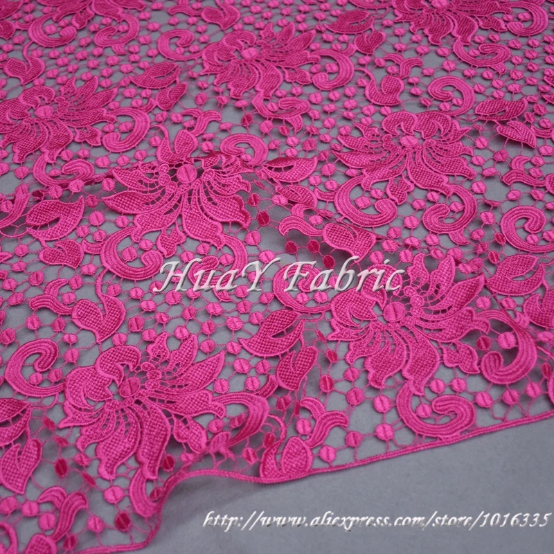 New Fuchia Pink high quality African Guipure lace fabric Fashion cord lace wedding dresses clothing materials
New Fuchia Pink high quality African Guipure lace fabric Fashion cord lace wedding dresses clothing materials
