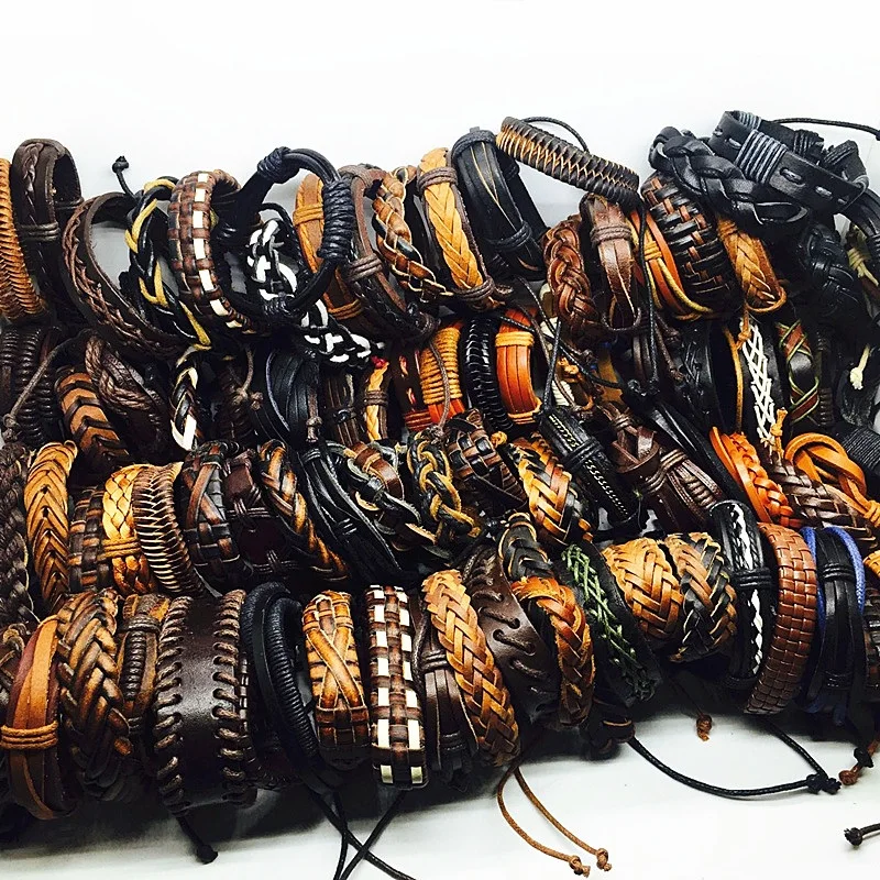 MIXMAX 100pcs leather bracelet men Genuine vintage punk rock retro bangle for women couple pulsera hombre wholesale lots bulk
MIXMAX 100pcs leather bracelet men Genuine vintage punk rock retro bangle for women couple pulsera hombre wholesale lots bulk