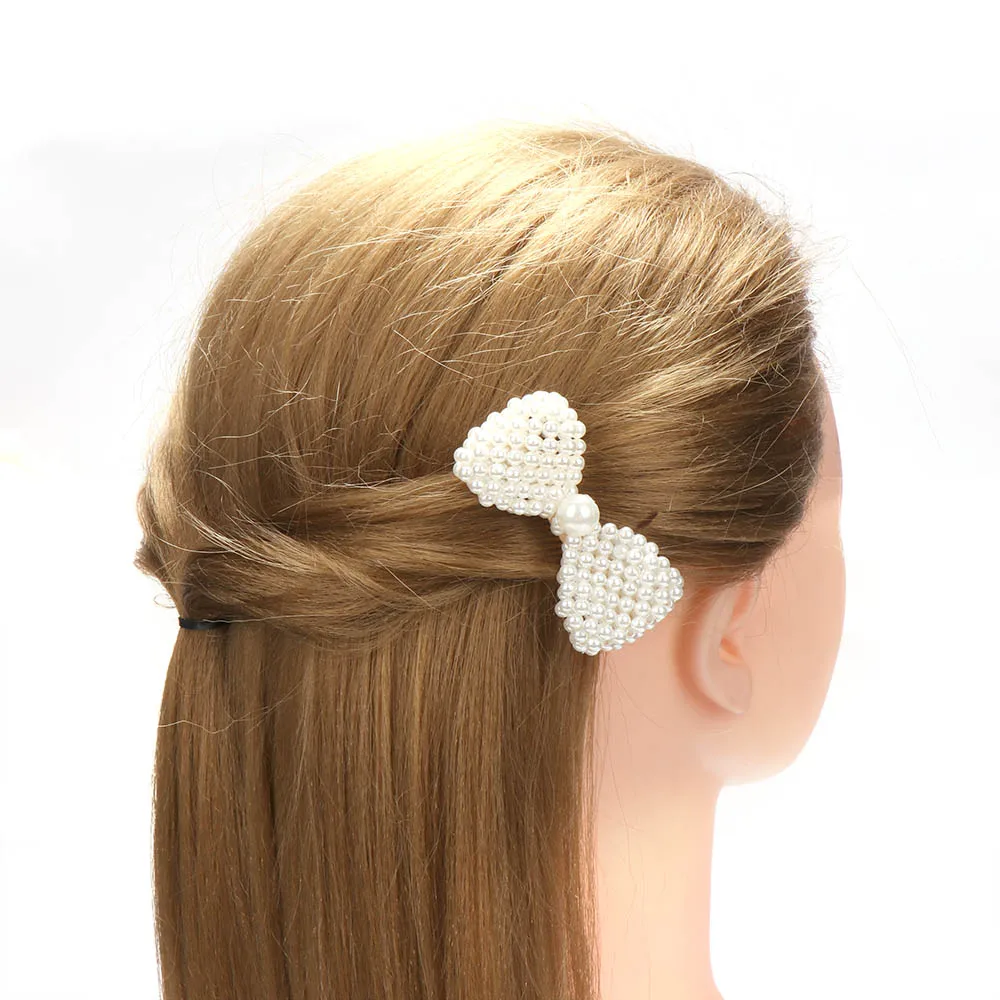 

Fashion Korea Style Hairpin Imitation Pearls Hair Clip Women Elegant Bow-knot Heart Round Hairgrips Barrettes Hair Accessories