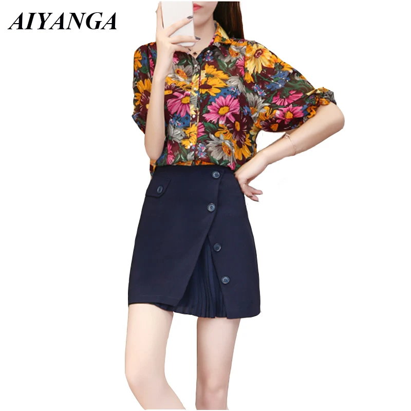 New 2019 Summer Women Sets Print Chiffon Tops High Waist Skirts Casual 2 Piece Set Women Fashion Two Pieces Women's clothing
New 2019 Summer Women Sets Print Chiffon Tops High Waist Skirts Casual 2 Piece Set Women Fashion Two Pieces Women's clothing