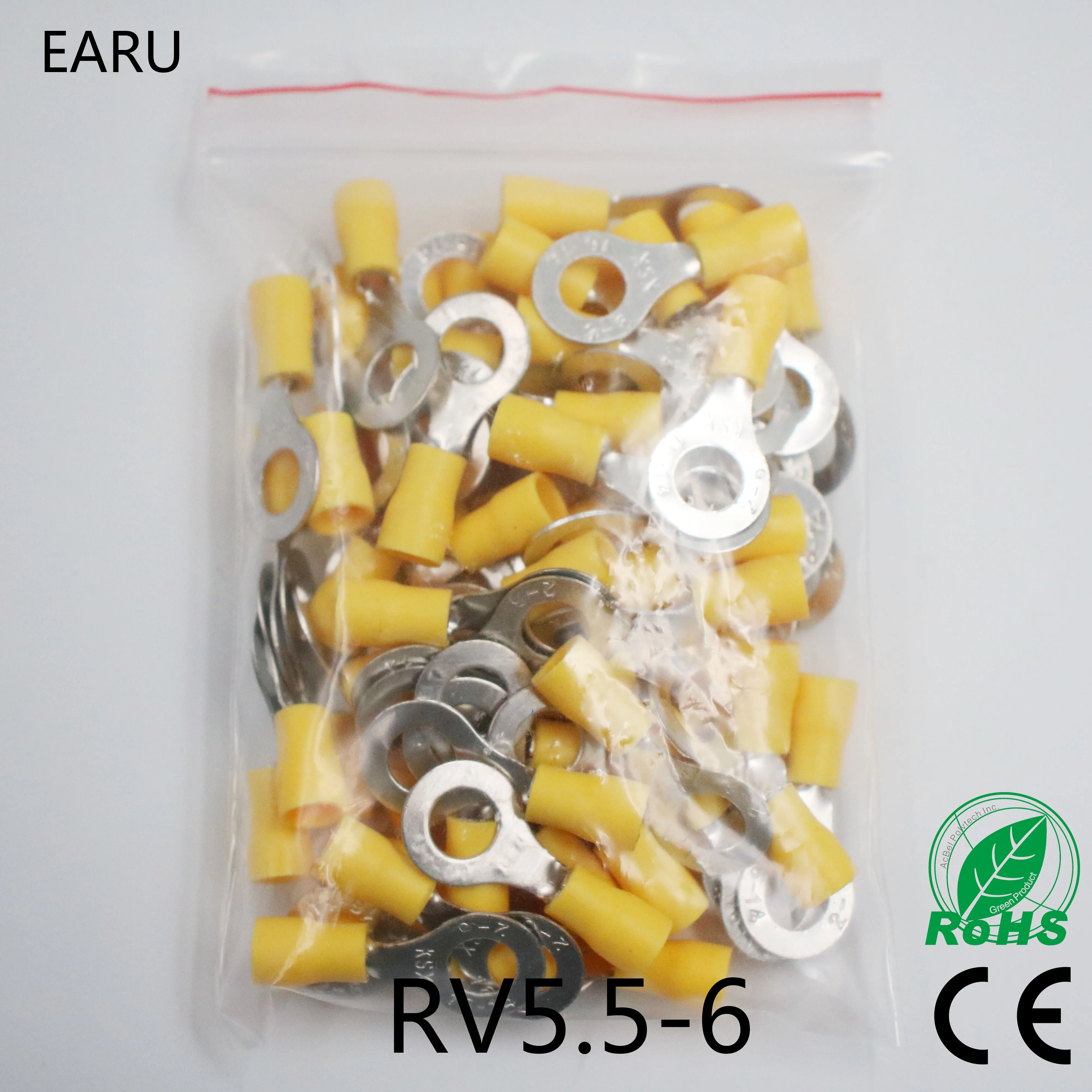 RV5.5-6 Yellow Ring insulated terminal cable Crimp Terminal suit 4-6mm2 Cable Wire Connector 100PCS/Pack RV5-6 RV
RV5.5-6 Yellow Ring insulated terminal cable Crimp Terminal suit 4-6mm2 Cable Wire Connector 100PCS/Pack RV5-6 RV
