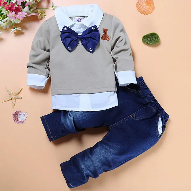Autumn Kid Boys Denim Set Clothes Long Sleeve Bow Tie Shirts Top+Jeans Trousers 2 Piece Suit For Children Clothes Kit Outfits
Autumn Kid Boys Denim Set Clothes Long Sleeve Bow Tie Shirts Top+Jeans Trousers 2 Piece Suit For Children Clothes Kit Outfits