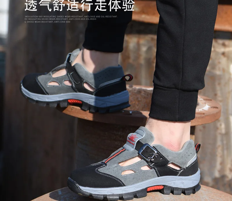

Labor Shoes Sandals Men Summer Light Breathable Deodorant Steel Casual Anti-smash Anti-slip Female Baotou Work &amp Safety shoes