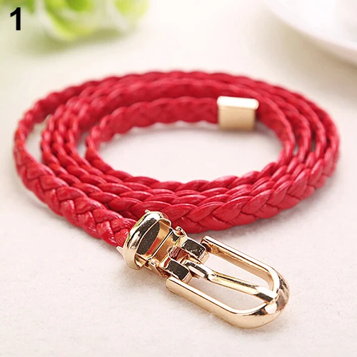 Hot Women Braided PU Leather Narrow Thin Buckle Strap Waist Belt All-Match Waistband 9TC4
Hot Women Braided PU Leather Narrow Thin Buckle Strap Waist Belt All-Match Waistband 9TC4