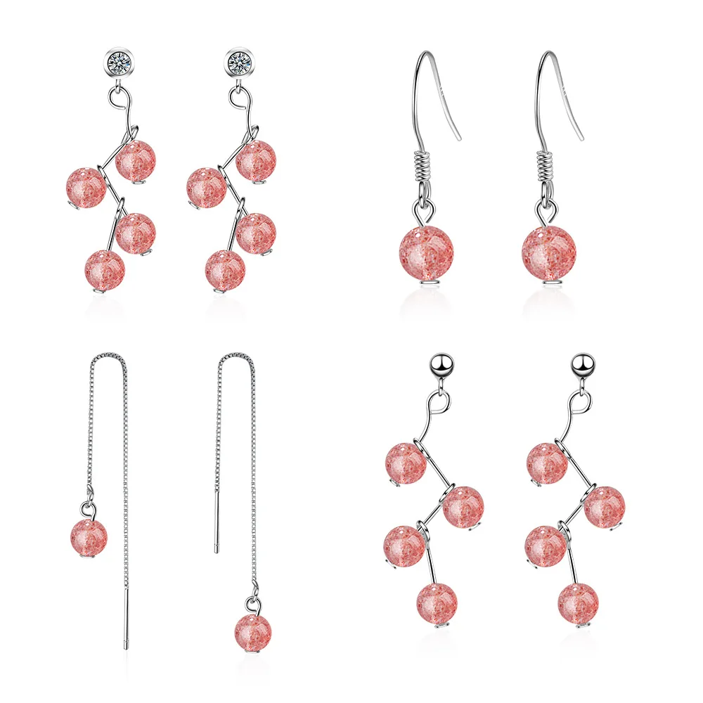New arrival 925 sterling silver fashion pink Strawberry Quartz crystal ladies`stud earrings jewelry wholesale Anti allergy gift
New arrival 925 sterling silver fashion pink Strawberry Quartz crystal ladies`stud earrings jewelry wholesale Anti allergy gift
