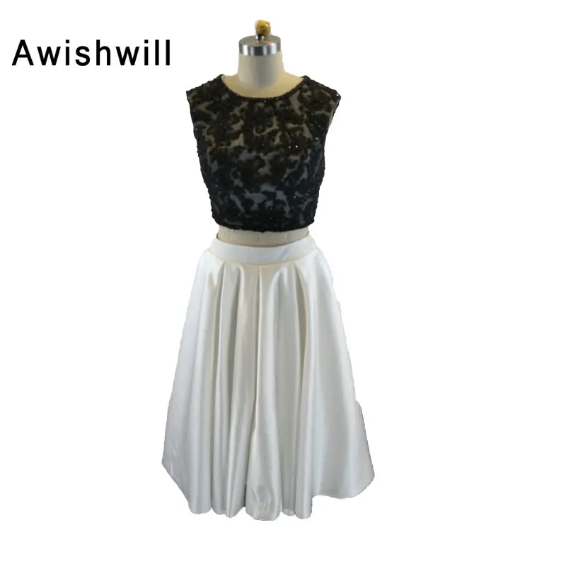 Vestidos De Coctel Open Back Beadings Appliques Satin Two Pieces Black and White Knee Length Cocktail Dresses 2019 Evening Party
Vestidos De Coctel Open Back Beadings Appliques Satin Two Pieces Black and White Knee Length Cocktail Dresses 2019 Evening Party