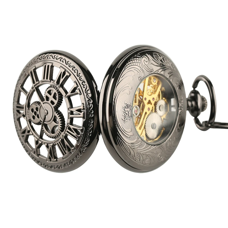 Retro Black Hand-winding Mechanical Pocket Watch Vintage Hollow Pattern Skeleton Steampunk Roman Number Mechanical Pocket Watchs
Retro Black Hand-winding Mechanical Pocket Watch Vintage Hollow Pattern Skeleton Steampunk Roman Number Mechanical Pocket Watchs