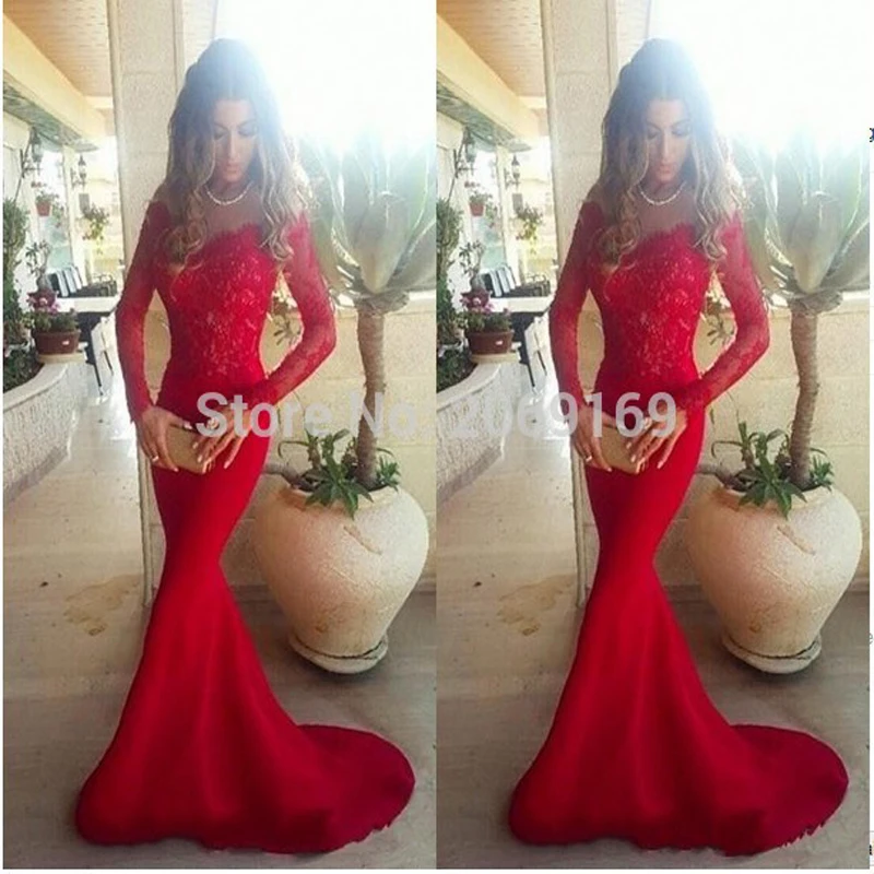 Sexy Red Lace Evening Dress with Long sleeve 2020 Court Train Appliques party dress formal Prom Gown
Sexy Red Lace Evening Dress with Long sleeve 2020 Court Train Appliques party dress formal Prom Gown