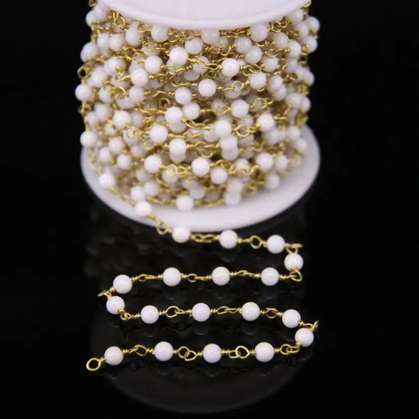 4mm White Coral Gems Brass Bronze Link Chains,Natural Stone Smooth Round Bead Copper Wire Wrapped Rosary Chain Earrings Bracelet
4mm White Coral Gems Brass Bronze Link Chains,Natural Stone Smooth Round Bead Copper Wire Wrapped Rosary Chain Earrings Bracelet