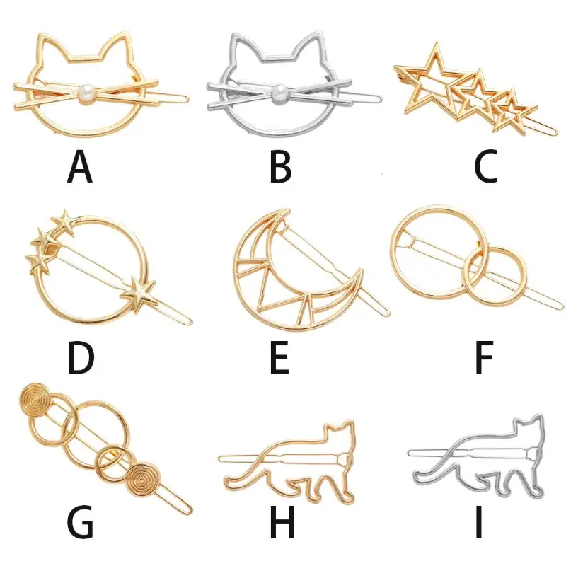 Women Girls Metal Alloy Hairgrip Barrette Hollow Geometric Cat Moon Circle Shape Hair Clip Faux Pearl Decor Barrettes Holder Gli
Women Girls Metal Alloy Hairgrip Barrette Hollow Geometric Cat Moon Circle Shape Hair Clip Faux Pearl Decor Barrettes Holder Gli