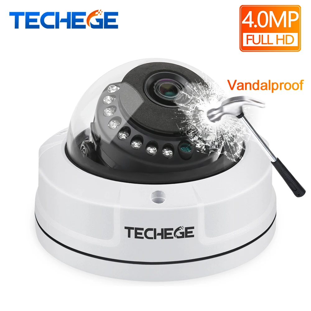 Techege 2MP 48 V POE IP Камера 4MP 2592*1520 камера Водонепроницаемый Ночное видение иК 25 м P2P ONVIF