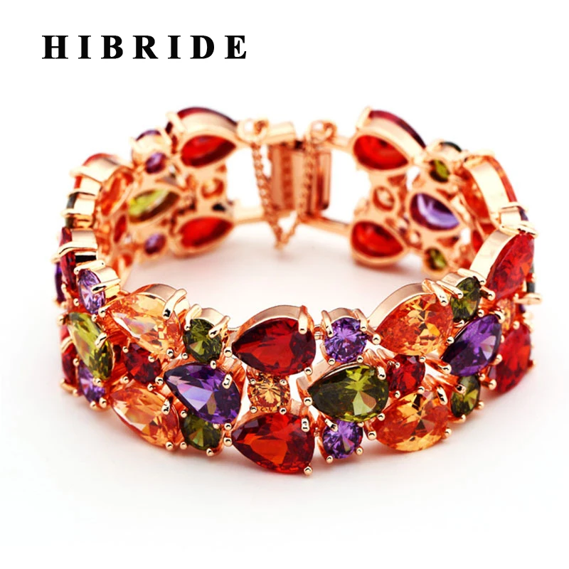 HIBRIDE Classic New Teardrop Multicolor Cubic Zirconia Women Bracelets&Bangles Fashion 3 Layers Rose Gold Color Bracelet B-80
HIBRIDE Classic New Teardrop Multicolor Cubic Zirconia Women Bracelets&Bangles Fashion 3 Layers Rose Gold Color Bracelet B-80