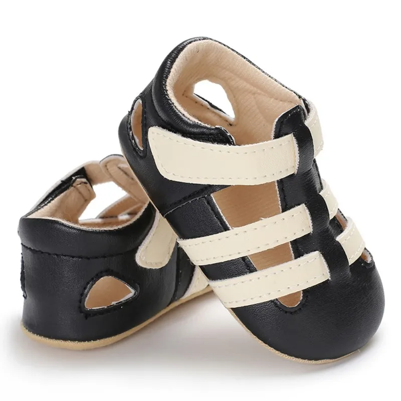 Newborn Baby Boys Shoes Summer PU Leather kids Shoe First Walkers Soft Soled Hook Loop Infant Prewalkers