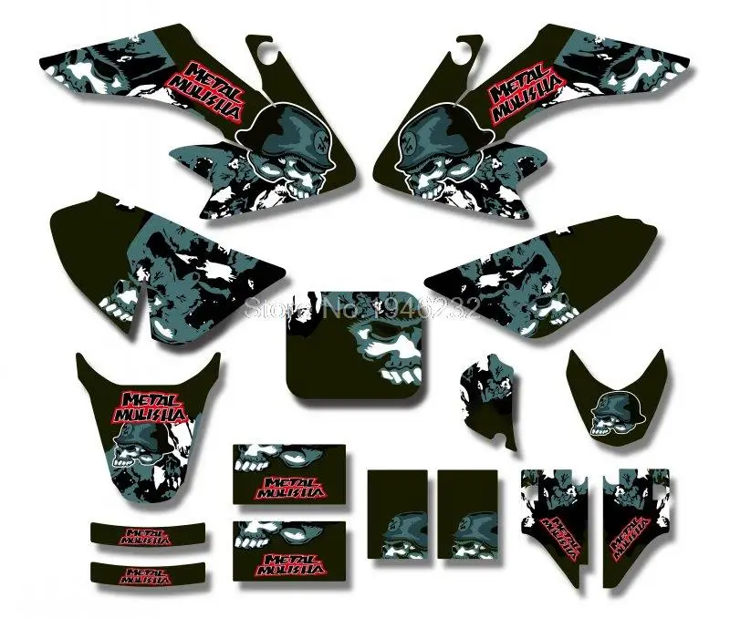Metal skull TEAM GRAPHICS&BACKGROUNDS DECAL STICKERS Kits For Honda CRF50 STYLE Pit Dirt bike(Black)
Metal skull TEAM GRAPHICS&BACKGROUNDS DECAL STICKERS Kits For Honda CRF50 STYLE Pit Dirt bike(Black)