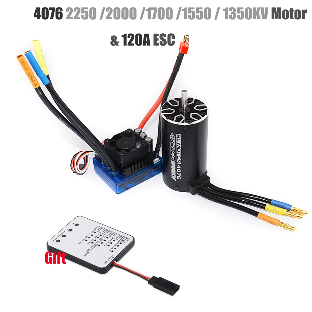 4076 2250KV 2000KV 1700KV 1550KV Sensorless Brushless Motor 120A ESC with LED Programming Card Combo Set for 1/8 RC Car Truck
4076 2250KV 2000KV 1700KV 1550KV Sensorless Brushless Motor 120A ESC with LED Programming Card Combo Set for 1/8 RC Car Truck