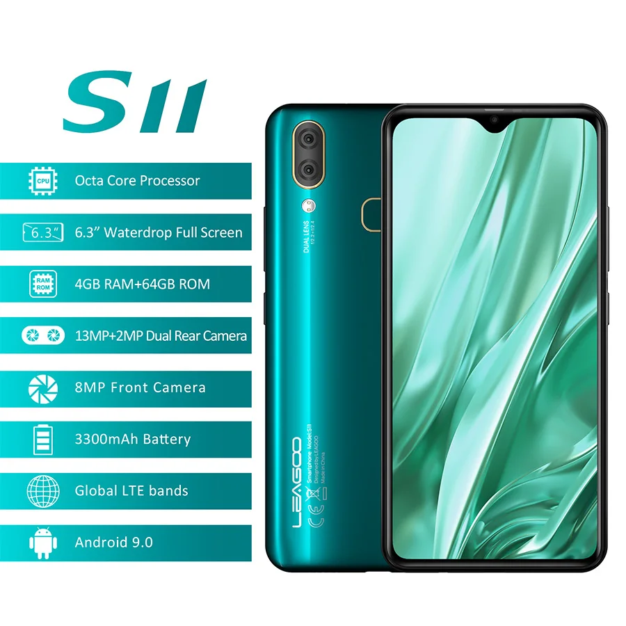 LEAGOO S11 Android 9 0 6 3 "в виде капли воды Дисплей 4GB 64GB Helio P22 смартфон на базе