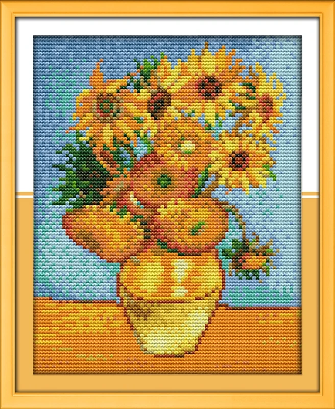 Needlework,DIY Cross stitch,Sets For Embroidery kits,Van Gogh Sunflower painting Pattern Cross-Stitch painting home decor
Needlework,DIY Cross stitch,Sets For Embroidery kits,Van Gogh Sunflower painting Pattern Cross-Stitch painting home decor