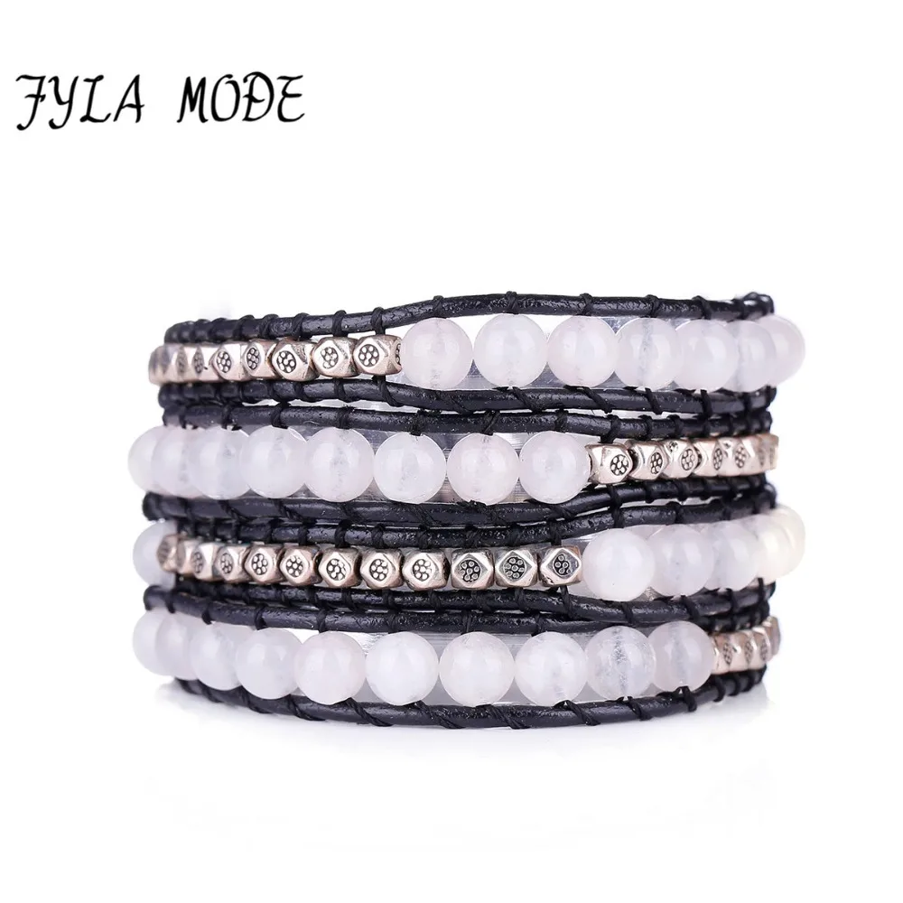 Fyla Mode Exquisite 6MM Natural Stone 4 Layers Leather Wrap Bracelet Wholesale Genuine Leather Bohemian Weaving Bracelet
Fyla Mode Exquisite 6MM Natural Stone 4 Layers Leather Wrap Bracelet Wholesale Genuine Leather Bohemian Weaving Bracelet