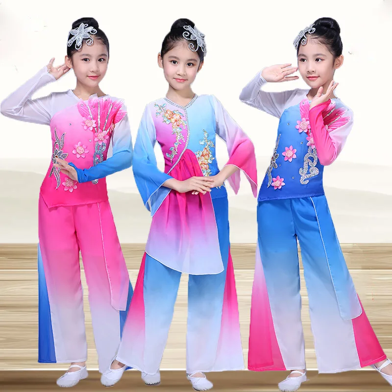 Children's Folk Dance Classical Dance Performance Clothing Yangko Dancing Clothes Girl Fan Umbrella Stage National Dance Costume
Children's Folk Dance Classical Dance Performance Clothing Yangko Dancing Clothes Girl Fan Umbrella Stage National Dance Costume
