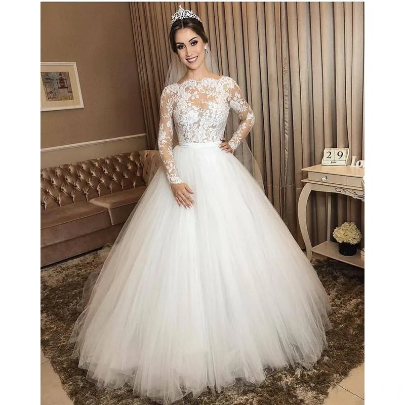 Sexy Long Sleeve Wedding Dresses a-line 2021 Lace Applique Floor Length Tull Illusion Wedding Gown Bridal Dress vestido de novia
Sexy Long Sleeve Wedding Dresses a-line 2021 Lace Applique Floor Length Tull Illusion Wedding Gown Bridal Dress vestido de novia