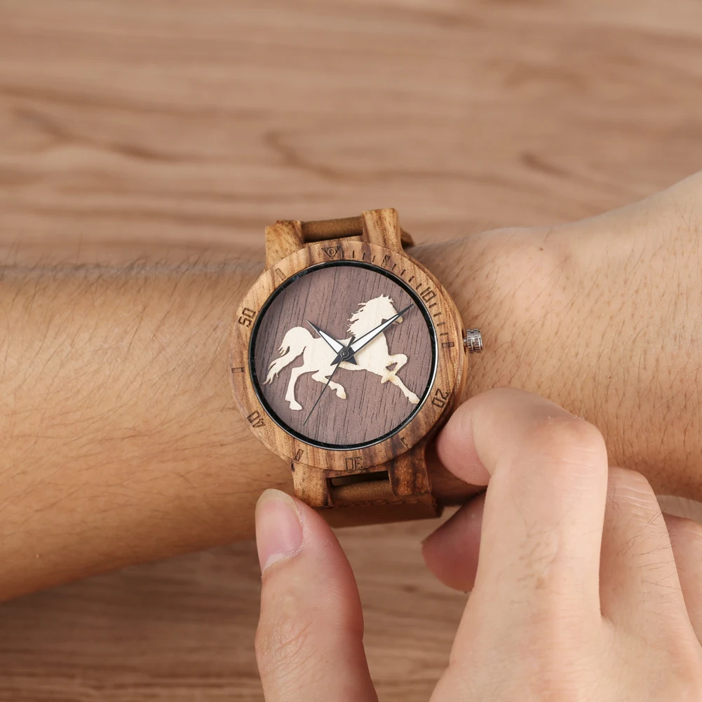Novel Three-dimensional Horse Pattern Dial Wooden Wood Case Quartz Watches for Male Premium Brown Leather Band Wristwatch Gift
Novel Three-dimensional Horse Pattern Dial Wooden Wood Case Quartz Watches for Male Premium Brown Leather Band Wristwatch Gift