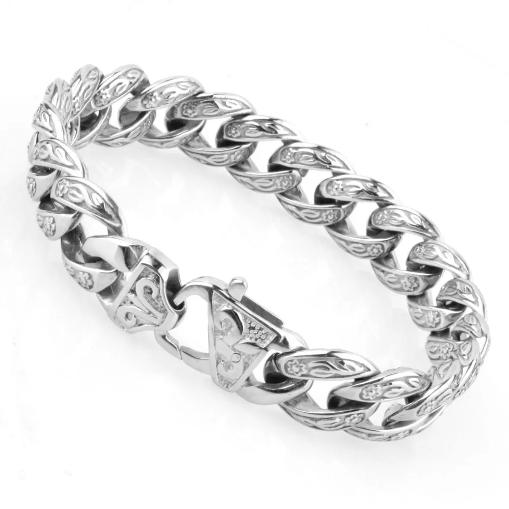 15MM Wide Vogue Jewelry Mens Boys Stainless Steel Silver Color Cuban Chain Bracelet Nice Design Cuff Bangle Gift High Quality
15MM Wide Vogue Jewelry Mens Boys Stainless Steel Silver Color Cuban Chain Bracelet Nice Design Cuff Bangle Gift High Quality