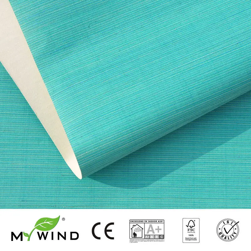 

Luxury Natural Material Innocuity Paper Weave Design Wallpaper In Roll Decor 2019 MY WIND green blue ABACA Grasscloth Wallpapers