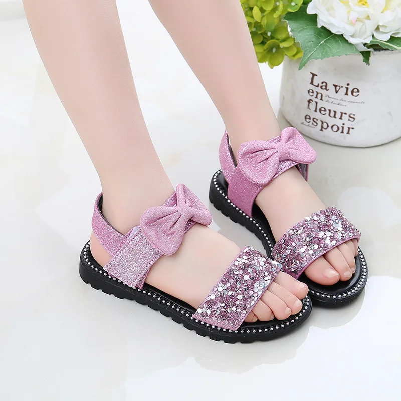 New Summer Girls Sandals Kids Party Princess Shoes Children Beach Little Girls Open Toe Flat Sequin Bow Sandals A846
New Summer Girls Sandals Kids Party Princess Shoes Children Beach Little Girls Open Toe Flat Sequin Bow Sandals A846