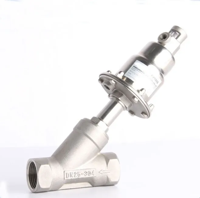 1 inch single acting stainless steel pneumatic angle seat valve 63mm actuator