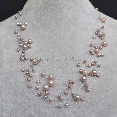Wholesale Pearl Jewelry , Lavender Color Multistrand Genuine Freshwater Pearl Necklace - Handmade Wedding Birthday Jewelry.
Wholesale Pearl Jewelry , Lavender Color Multistrand Genuine Freshwater Pearl Necklace - Handmade Wedding Birthday Jewelry.